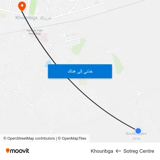 Sotreg Centre to Khouribga map