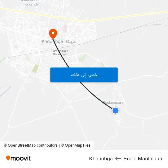 Ecole Manfalouti to Khouribga map