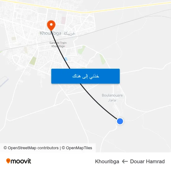 Douar Hamrad to Khouribga map