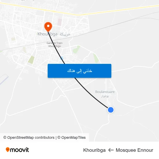 Mosquee Ennour to Khouribga map