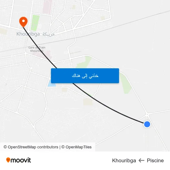 Piscine to Khouribga map
