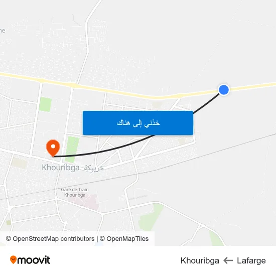 Lafarge to Khouribga map