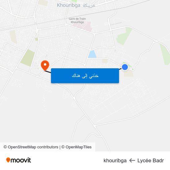 Lycée Badr to khouribga map