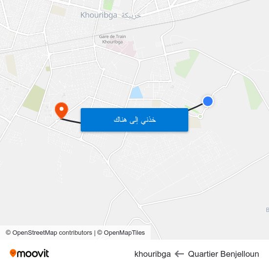 Quartier Benjelloun to khouribga map