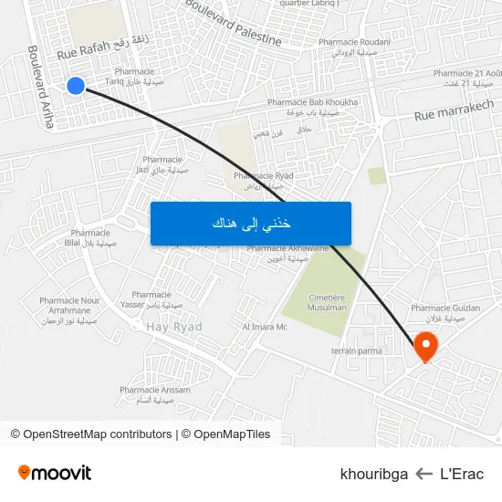 L'Erac to khouribga map
