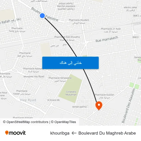 Boulevard Du Maghreb Arabe to khouribga map