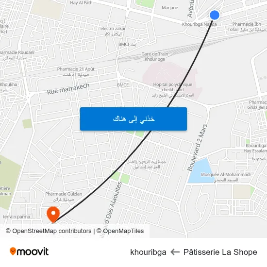 Pâtisserie La Shope to khouribga map