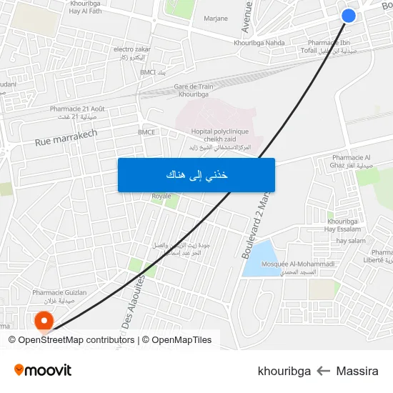 Massira to khouribga map