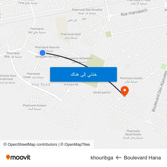 Boulevard Hana to khouribga map