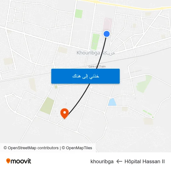 Hôpital Hassan II to khouribga map