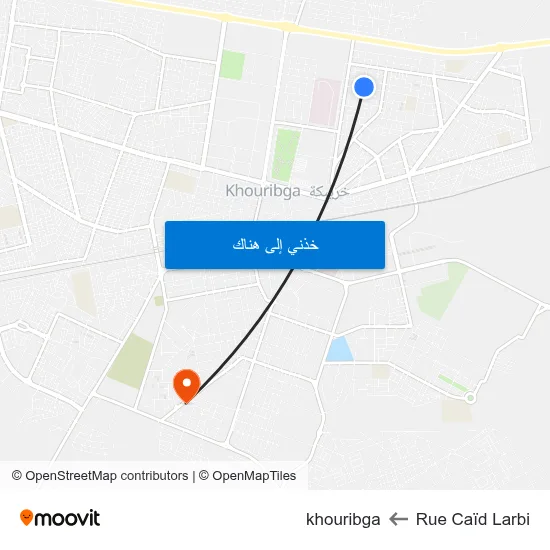 Rue Caïd Larbi to khouribga map