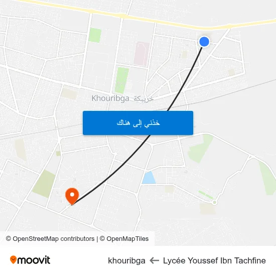 Lycée Youssef Ibn Tachfine to khouribga map