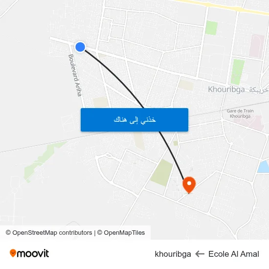 Ecole Al Amal to khouribga map