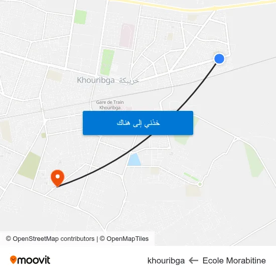 Ecole Morabitine to khouribga map