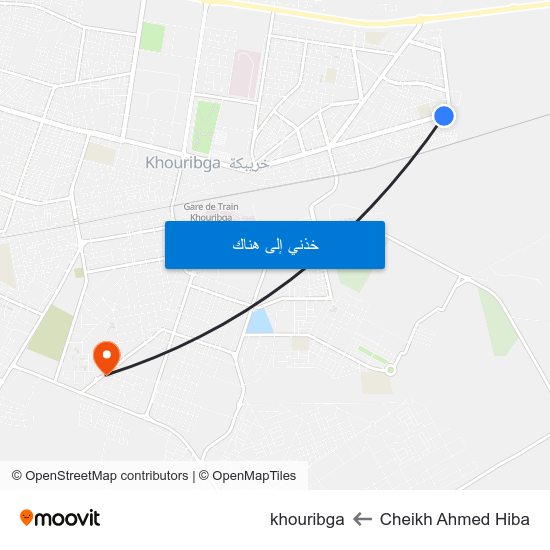 Cheikh Ahmed Hiba to khouribga map