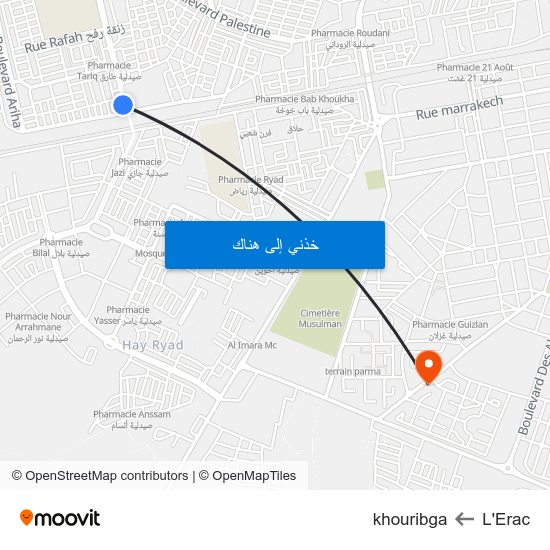 L'Erac to khouribga map