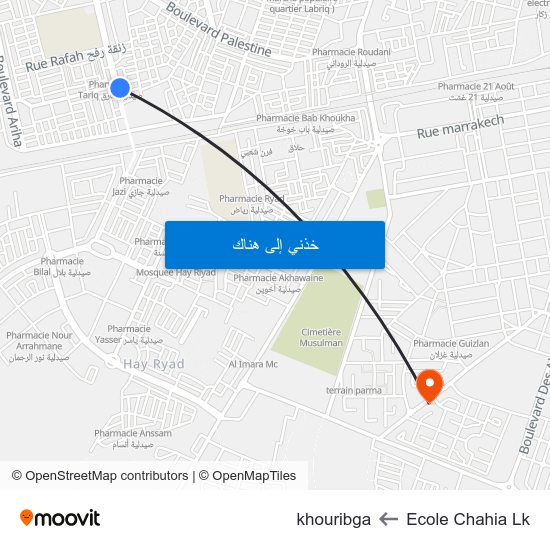 Ecole Chahia Lk to khouribga map