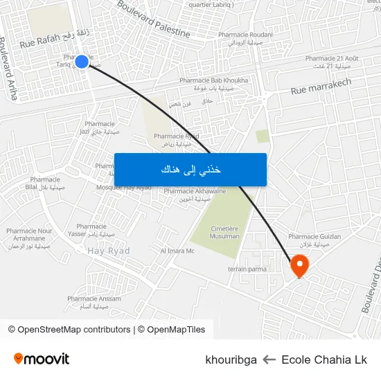 Ecole Chahia Lk to khouribga map