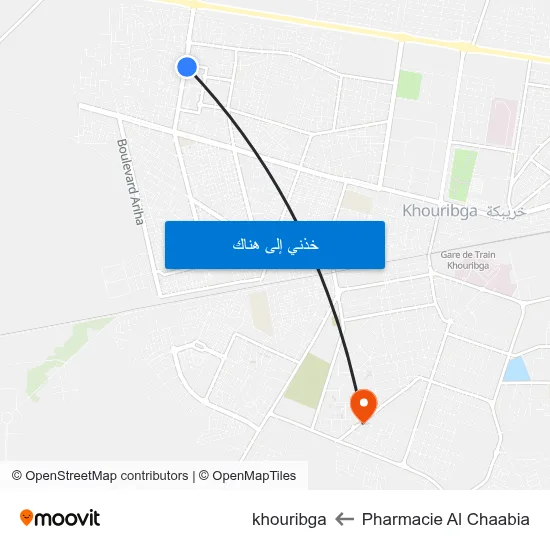 Pharmacie Al Chaabia to khouribga map
