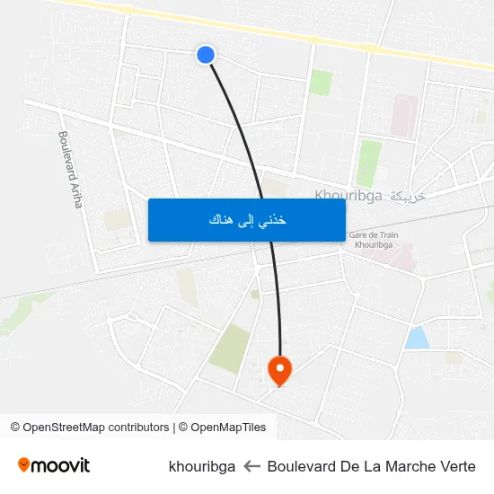 Boulevard De La Marche Verte to khouribga map