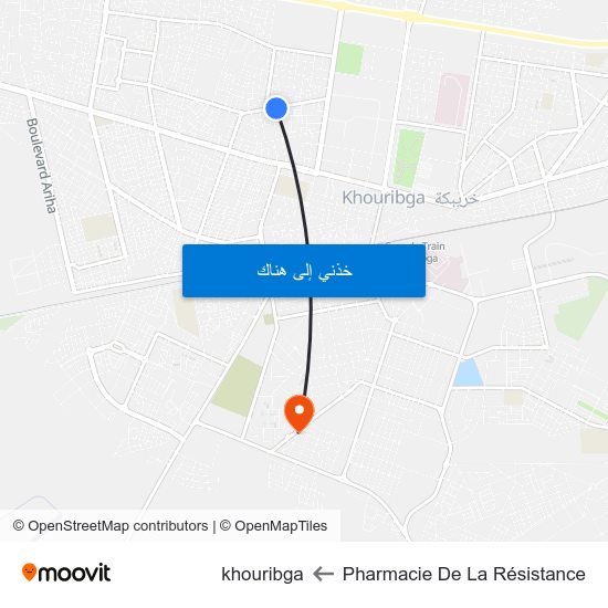 Pharmacie De La Résistance to khouribga map