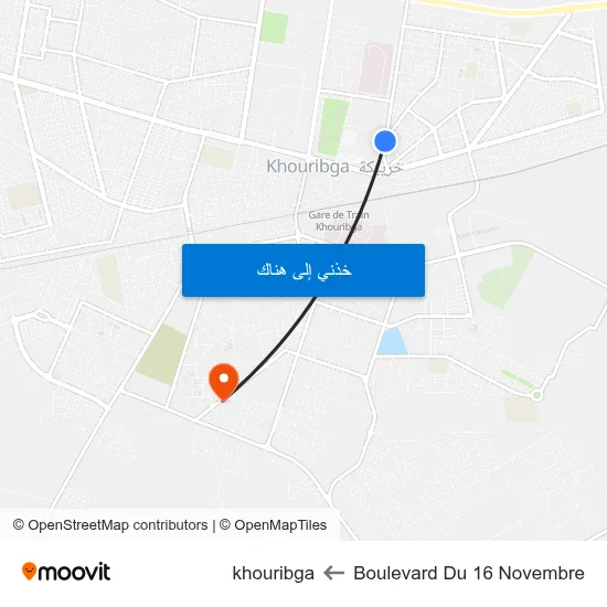 Boulevard Du 16 Novembre to khouribga map