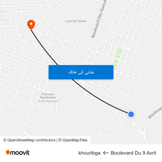 Boulevard Du 9 Avril to khouribga map