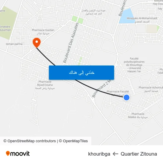Quartier Zitouna to khouribga map