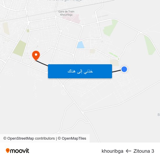 Zitouna 3 to khouribga map