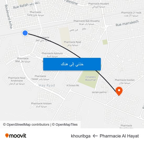 Pharmacie Al Hayat to khouribga map