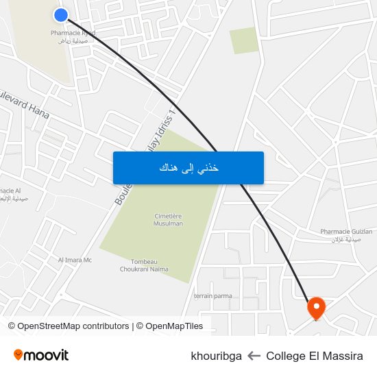 College El Massira to khouribga map