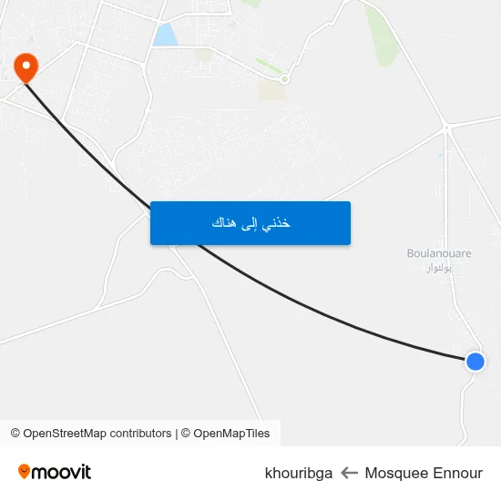Mosquee Ennour to khouribga map