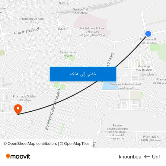 Unf to khouribga map