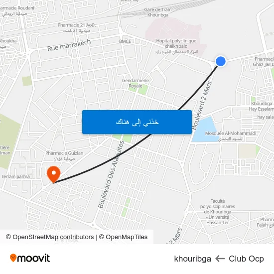 Club Ocp to khouribga map