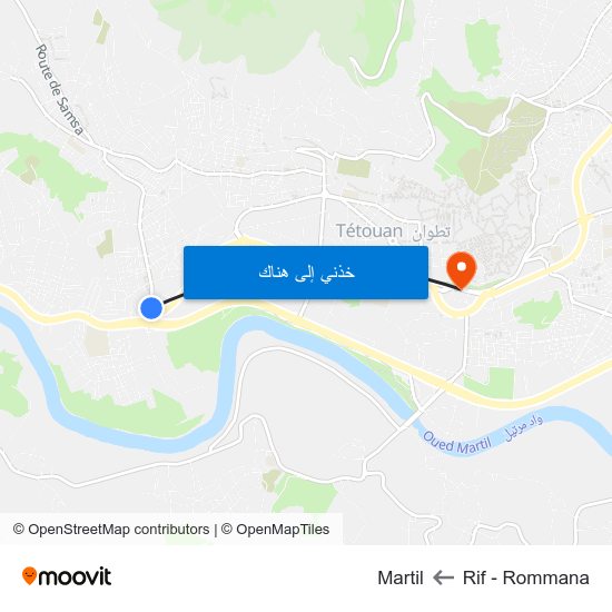 Rif - Rommana to Martil map