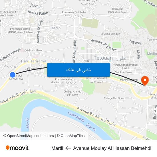 Avenue Moulay Al Hassan Belmehdi to Martil map