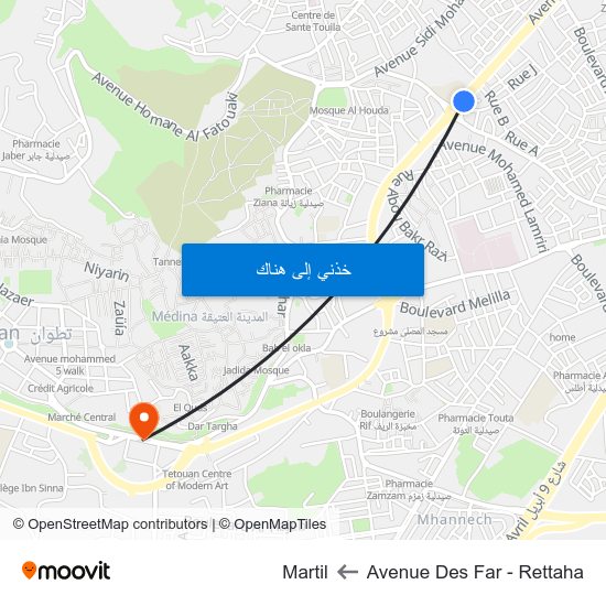 Avenue Des Far - Rettaha to Martil map