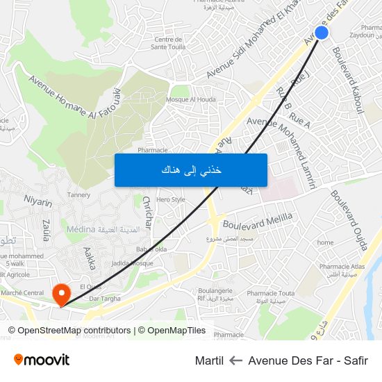 Avenue Des Far - Safir to Martil map