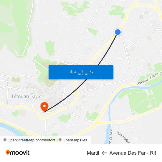 Avenue Des Far - Rif to Martil map