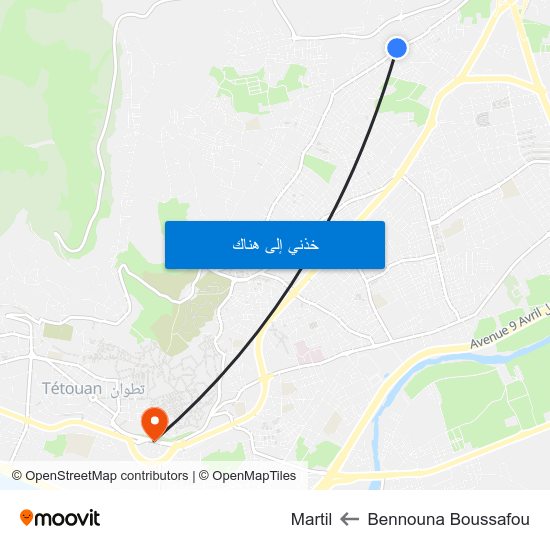 Bennouna Boussafou to Martil map