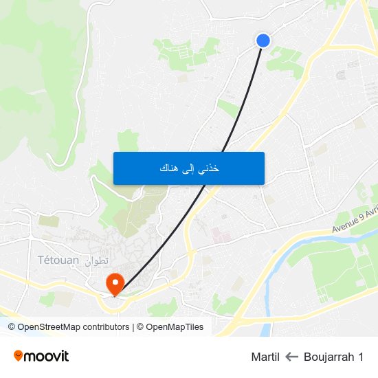 Boujarrah 1 to Martil map