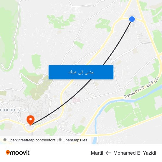 Mohamed El Yazidi to Martil map