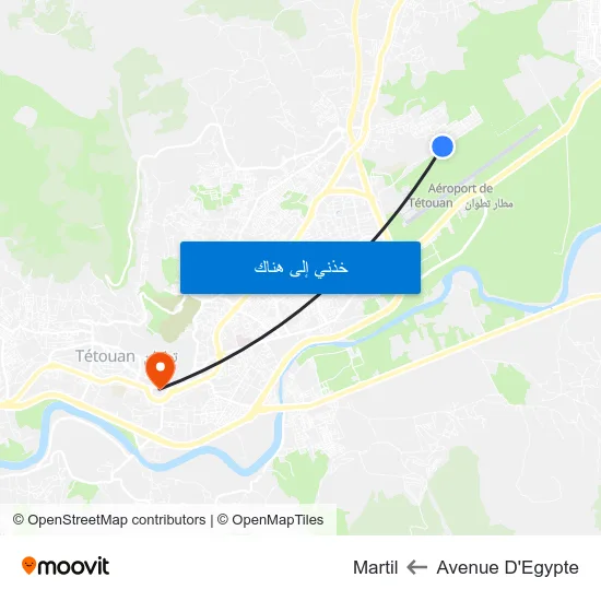 Avenue D'Egypte to Martil map