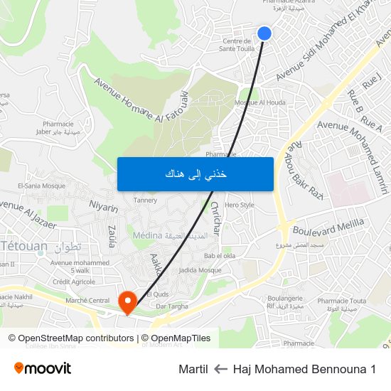 Haj Mohamed Bennouna 1 to Martil map