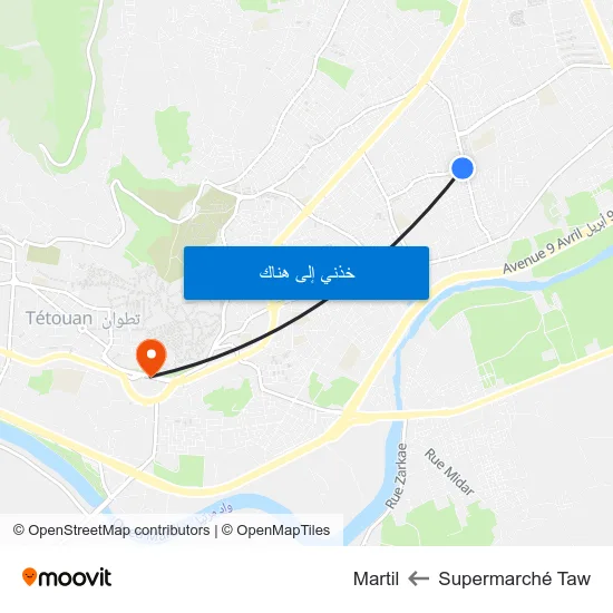 Supermarché Taw to Martil map