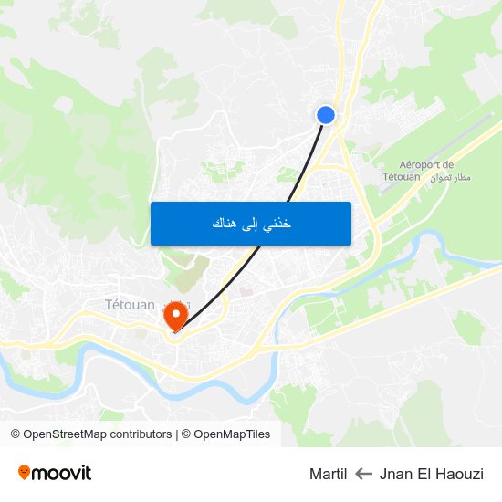 Jnan El Haouzi to Martil map