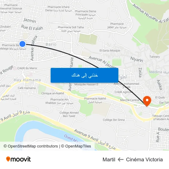 Cinéma Victoria to Martil map