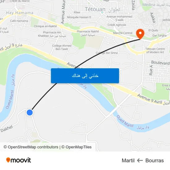 Bourras to Martil map