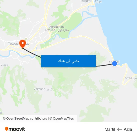 Azla to Martil map
