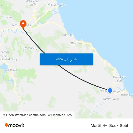 Souk Sebt to Martil map